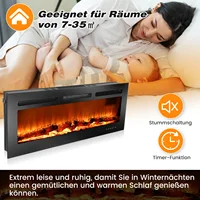 Электрический камин 107 см, 127 см, настенный, встраиваемый и настенный, с регулируемым пламенным цветом, таймером, сенсорным экраном, бревнами и кристаллами — изображение 3