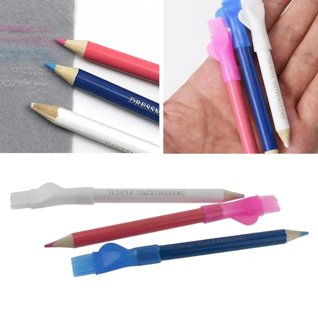 3Pcs Tailors Chalk Pen Pencil with Brush For Dressmakers DIY Craft Mark;be