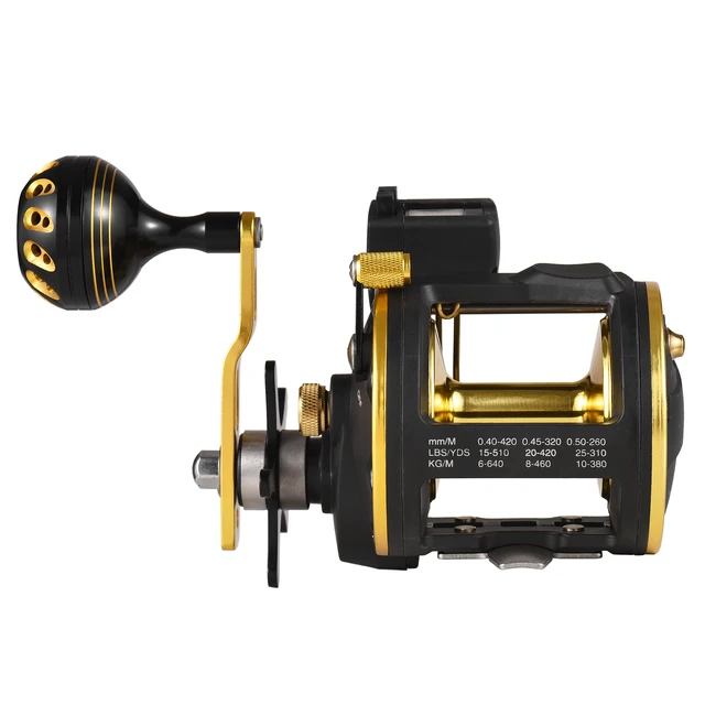 Line Counter Trolling Reel Conventional Level Wind Cast Drum Fishing Reel  With Digital Display 4.3:1 Round Baitcasting Reel - AliExpress