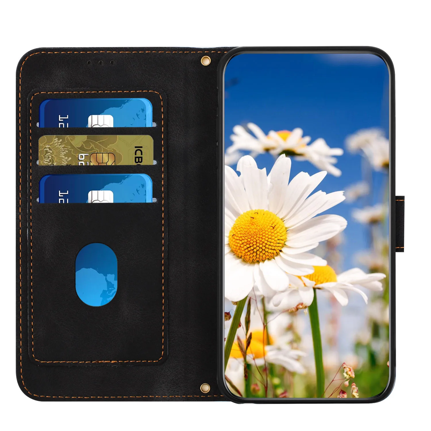 Luxury Knurling Flip Wallet Leather Case Cover