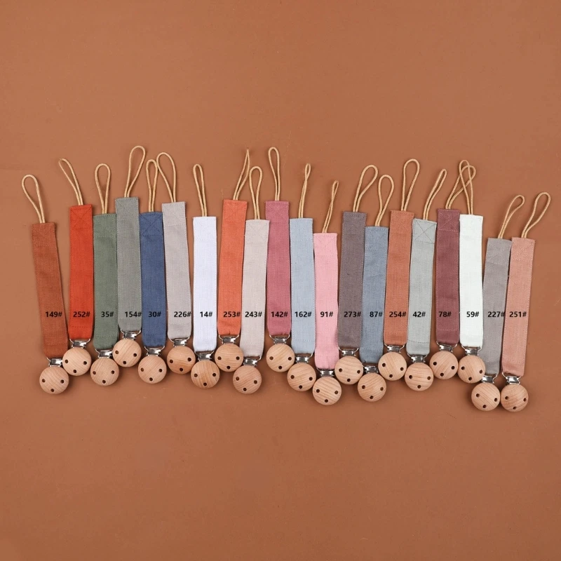 

Pacifier Chain Cotton+Wood Pacifier Clip Holder Strap Toddlers Crib Pendant Decors Infants Soother Toy Lanyard Rope