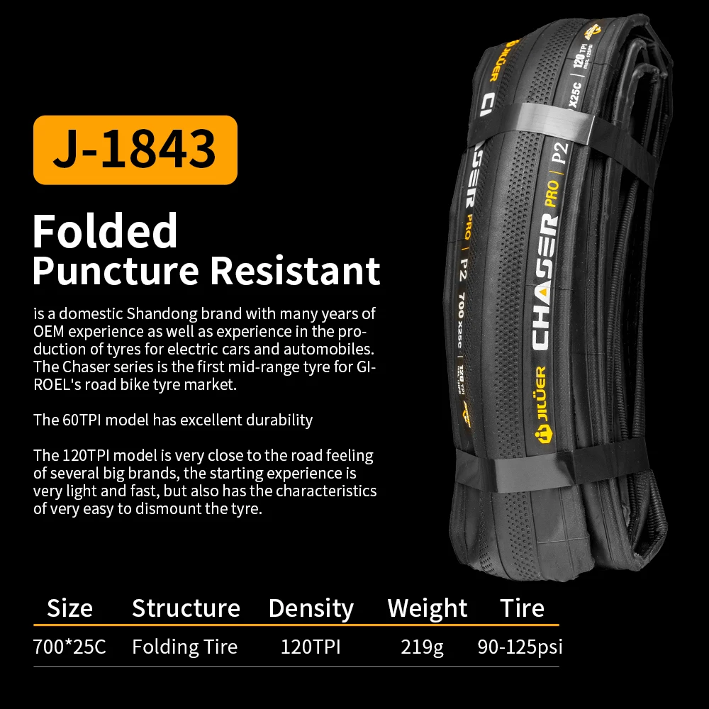 JILUER 2PCS BicycleTire 700X25/28C Bici Da Strada 120TPI Pieghevole Protezione Antiforatura Nero Pneumatico Della Bicicletta per Ghiaia/Pneumatico Bici Pieghevole - immagine 4