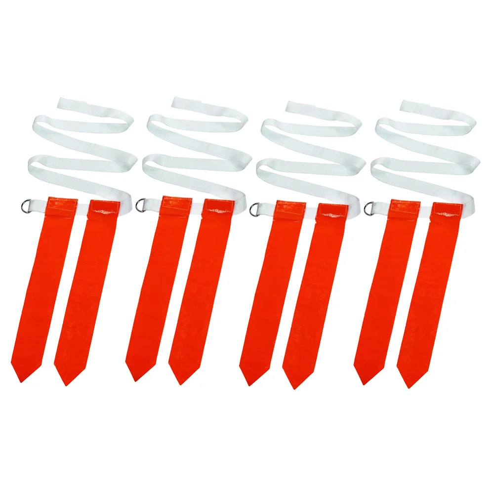 4Pcs American Football Waist Belt Flag Type Nylon Rugby Training Ribbon Game Streamer Set with Red Flags for Children view 3