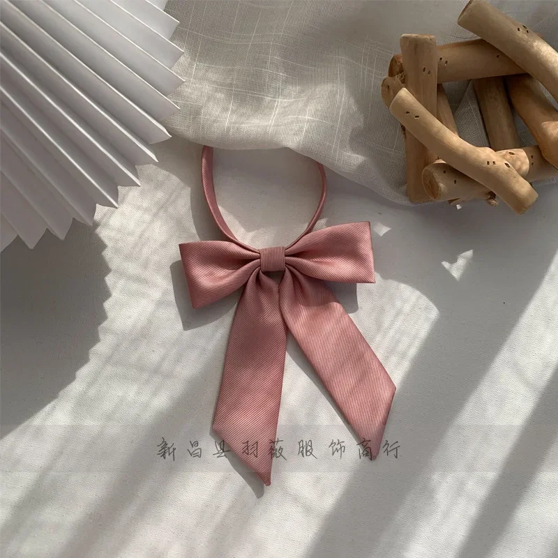 Women Girl Bow Tie Solid Twill Long Handle Sailor Uniform Accessories College Style Collar Flower
