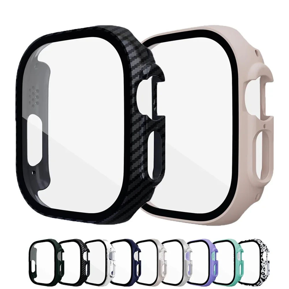 

Matte 360 Full Cover For Apple watch Ultra 2 49mm 9 8 7 45mm 41mm Hard PC Frame Case Screen All-Around Tempered Glass Protector