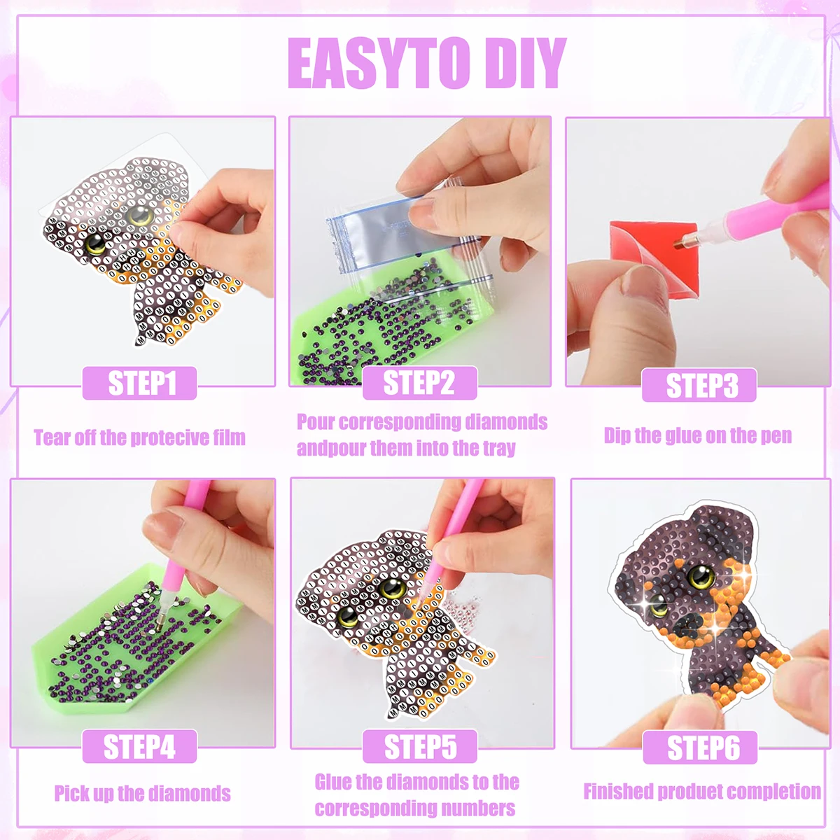 CXINLky DIY Diamond Art Painting Magneti per frigorifero, kit di calamite per pittura con diamanti creativi, kit di decorazione per la casa, bacheca, frigorifero, lavagna magnetica, 4 pezzi