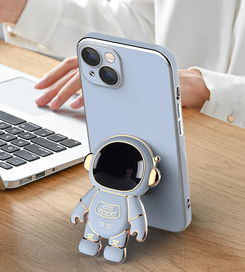 For iPhone 6S 7 8 Plus X XS Max XR 11 12 13 Pro Max SE 2 3 Cover With Phone Holder Stand Astronaut For iPhone Cases Accessories iphone xr clear case