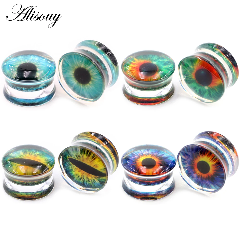 Piercing jewelry 2pcs transparent round acrylic eyeball ear gauges tunnels plugs flesh stretcher expander earrings piercing body jewelry