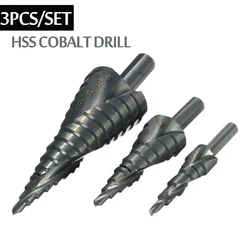Jeu de Forêts à Métal Étagés en Cobalt HSS, Spirale en Acier, Pour les Trous à Cône Triangulaire, 4 32 mm, 3 Pièces/Ensemble 