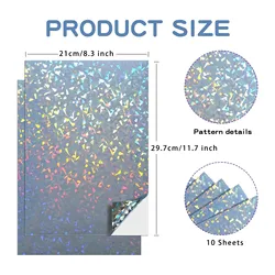 Holographic Waterproof Glossy Sticker Paper - 10 Sheets of Quick-Dry Vinyl (Diamond)