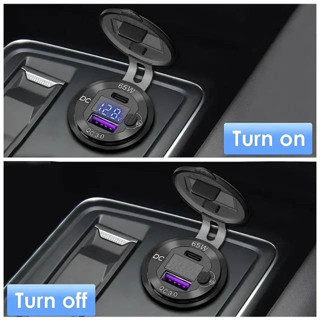 Upgraded 83W Car USB C Charger Socket Adapter 65W PD & QC 3.0 Power Outlet with Voltmeter for 12V/24V Car Marine Motorcycle RV 3