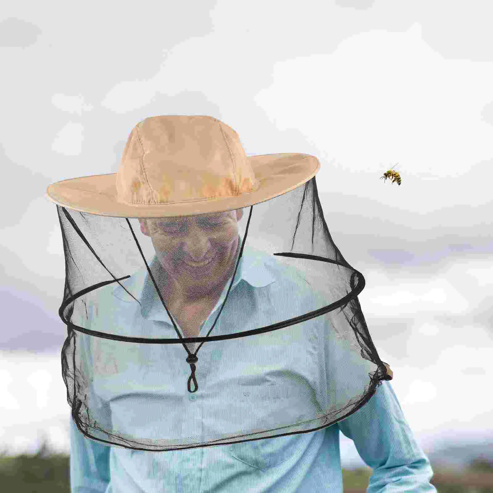 2 Pcs Sun Protection Breathable Head Net Hat Bee Keeper Hat Folding Beekeeper Portable Netting Veil Polyester
