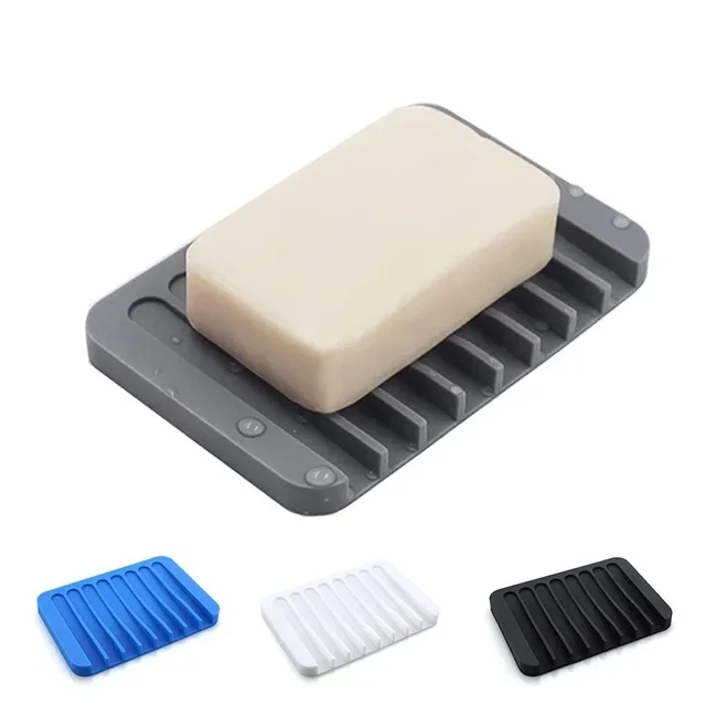 Self Draining Soap Holder, Silicone Soap Dish, Soap Saver for Bathroom, Kitchen Keep Soaps Bars Dry Easy Clean,Extend Soaps Life