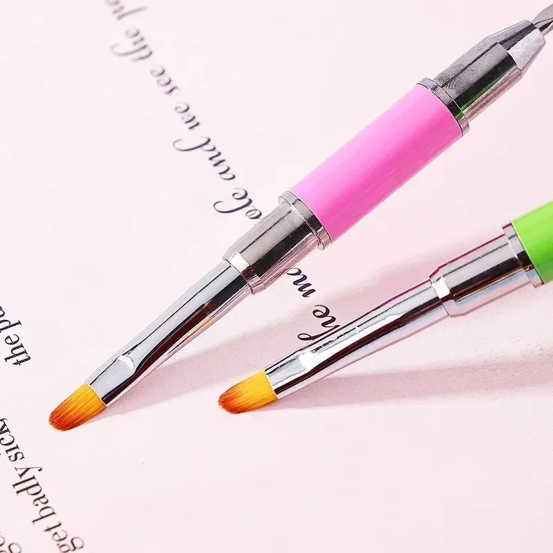Dual Ended Nail Art Brush Acrylic UV Gel Extension Flower Drawing Pen UV Gel Remover Spatula Stick Manicure Accessories Tool 5