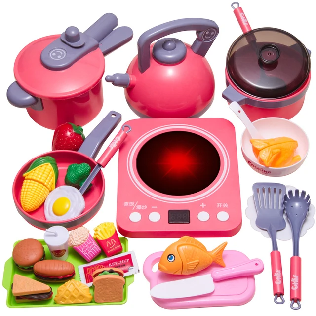 2022 mais novo crianças fingir jogar brinquedos de cozinha simulação  churrasco panelas cozinhar comida role play educacional casa brinquedos -  AliExpress