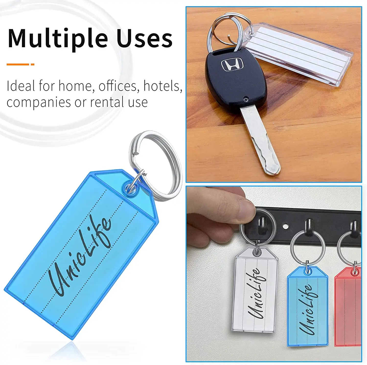 10-50pcs Colorful Plastic Keychain Key Tags label With Split Ring for DIY Numbered Name Baggage Tag ID Label Name Tags