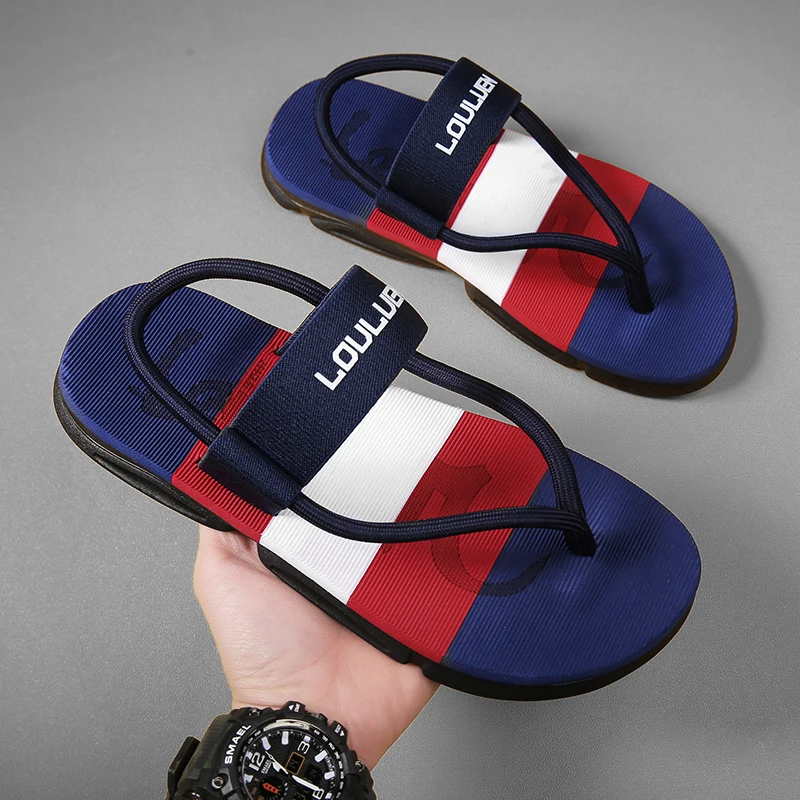 Roman Summer Mens Water Sport Sneakers Man‘s Beach Sandals Elastic Male Flat Rope Slippers