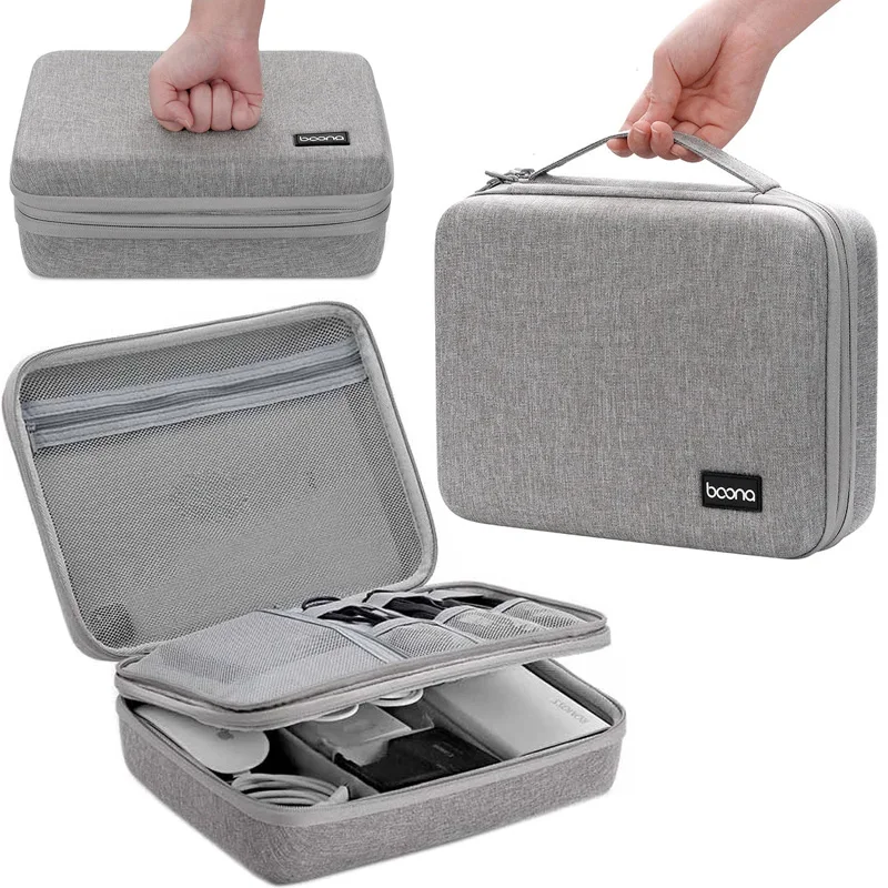 Hard Case Large Capacity Digital Storage Bag Travel Power Bank Data Cable Organizer Bag Mobile Phone Charger Protective Case