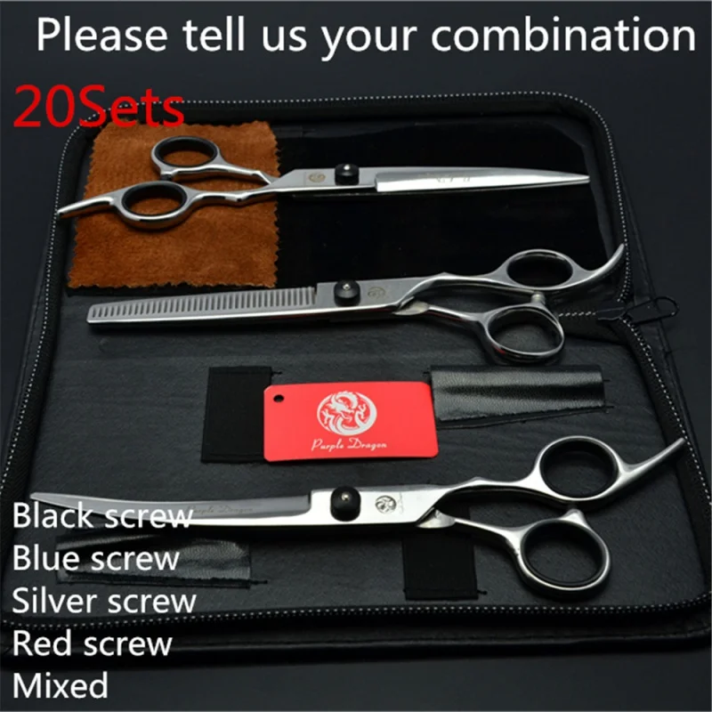 

20Sets Suit 6inch 17.5cm Japan Purple Dragon Grooming-for-dog Pets Hair Scissors Cutting Thinning Scissors Up Curved Shears