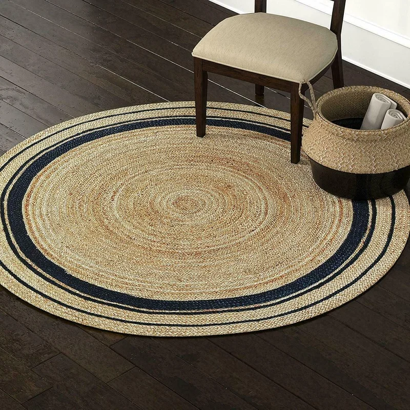 

Jute Rugs Handmade Carpet Natural Woven Reversible Rustic Look Outdoor Rag Carpet Carpets for Living Room Rugs for Bedroom