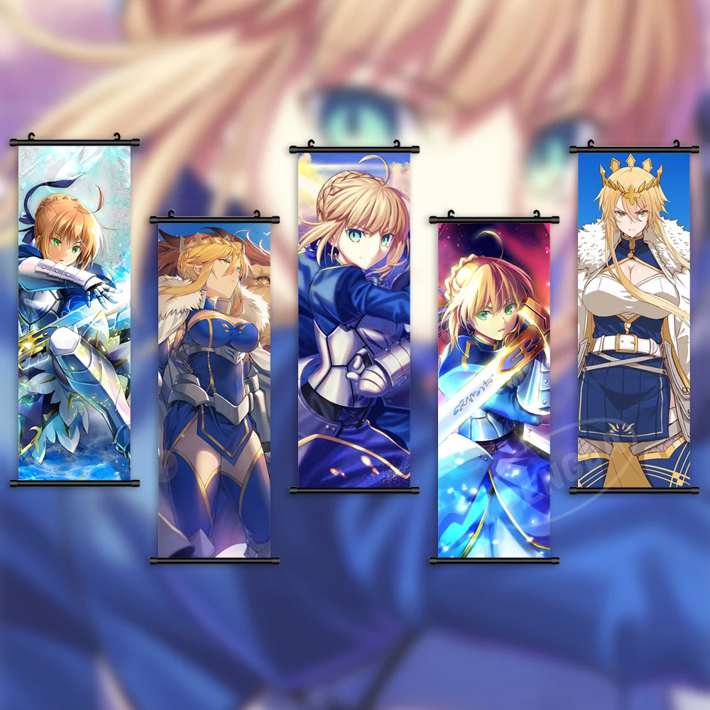 Home Decor Wall Art Fate Grand Order Picture Scroll Hanging Painting Altria Pendragon Print Game Canvas Poster Per Soggiorno