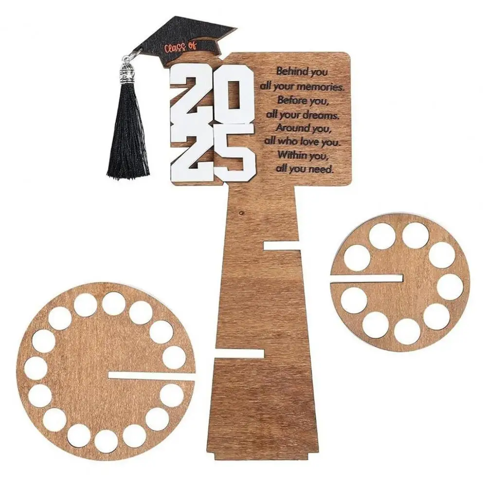 Graduation Wooden Money Holder Tower Double Layers Cash Storage Rack Class of Graduates Money Gift Grad Party Desktop Decor