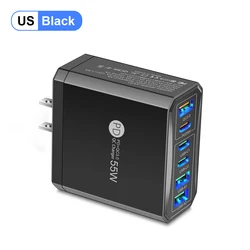 High - Speed 55W USB Travel Charger with Fast Charging Technology - US Black Plug