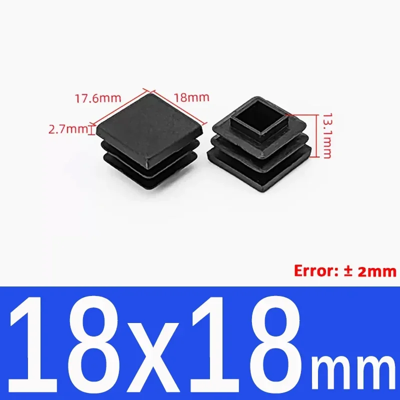 Black Square Plastic End Caps for Table or Chair Feet Protection