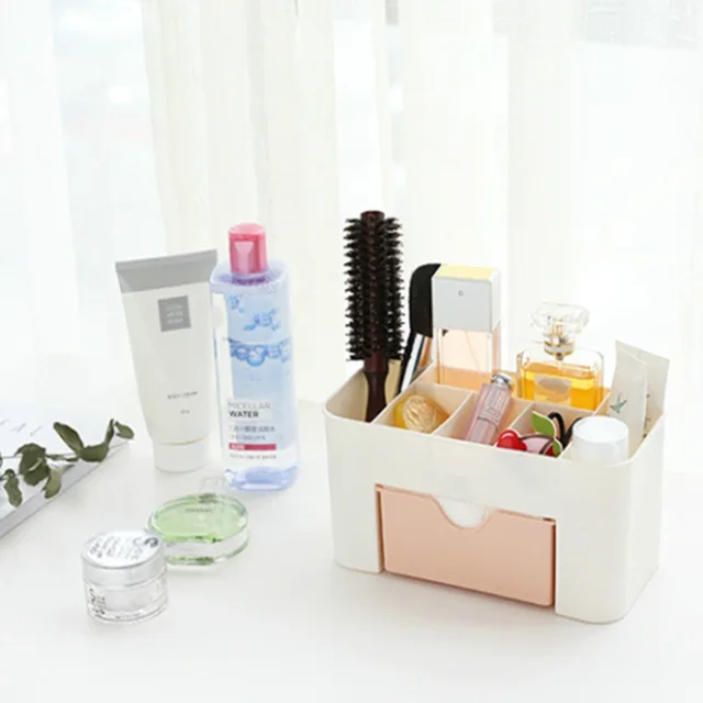 Acrylic Plastic Makeup Organizer Storage Box with Drawer Cotton Swab Stick Storage Case lipstick organizer brush holder makeup