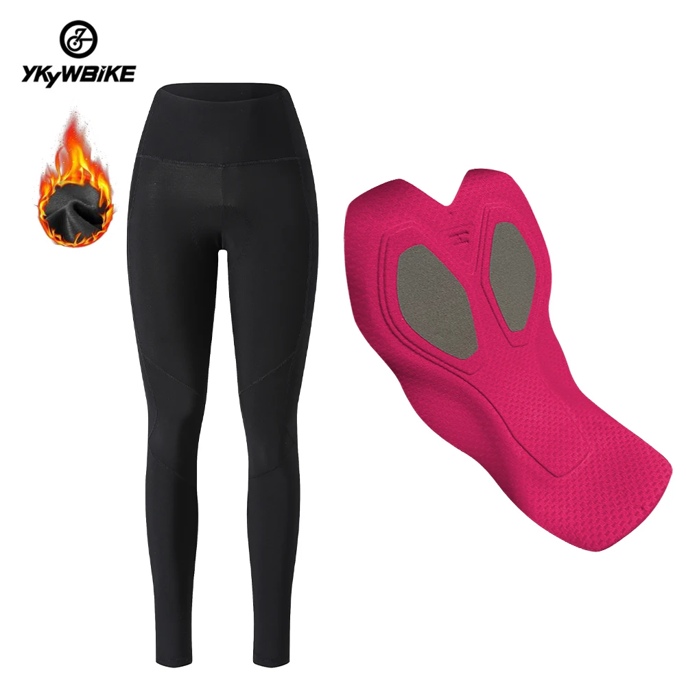 Ykywbike Women's Cycling Trousers Winter Tights With Pad Thermal