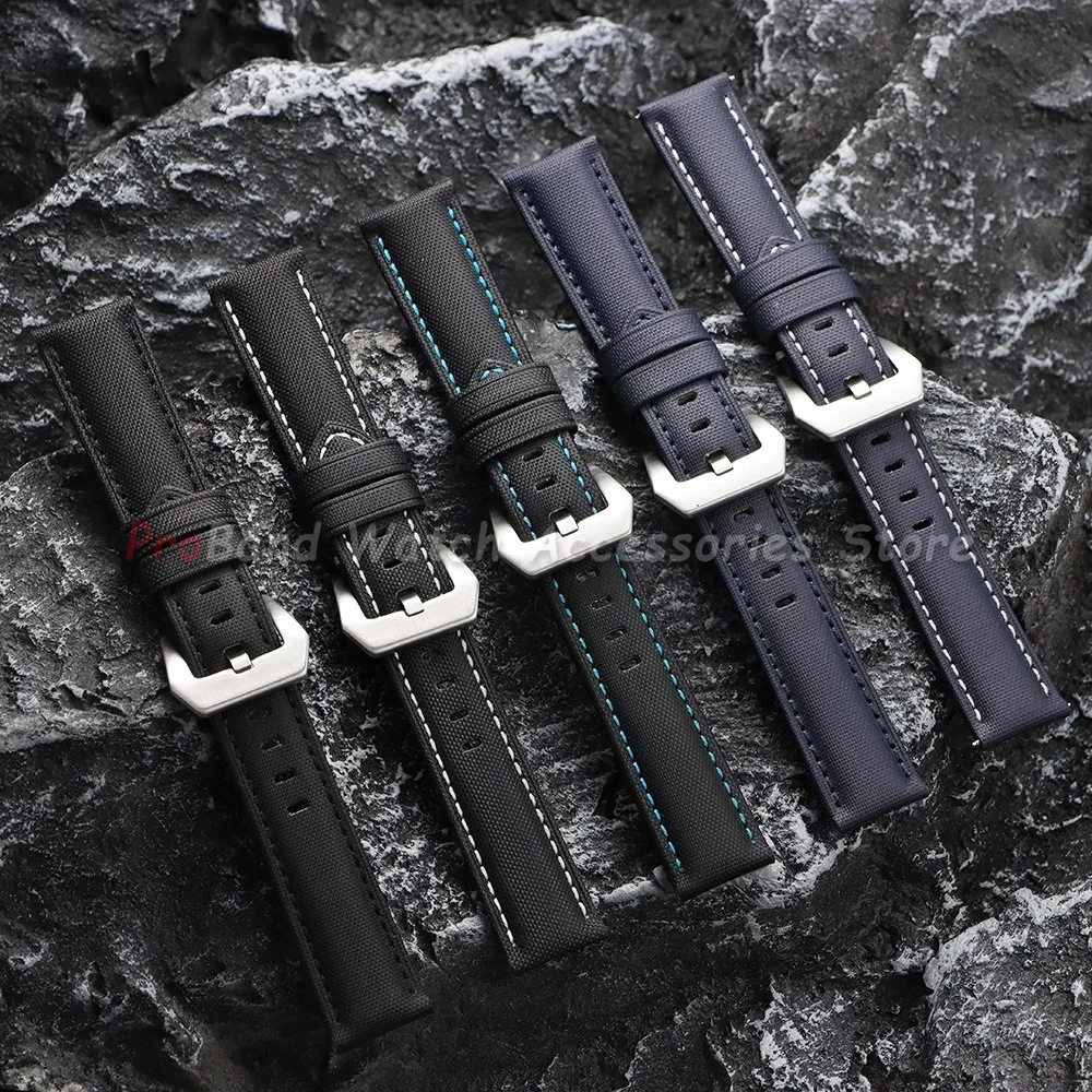 Premium Genuine Sailcloth Waterproof Watch Band with Stitching Details