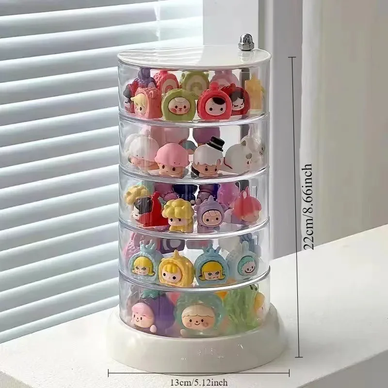 1Pc Cute grain storage box display Storage acrylic blind box display stand transparent multi-layer rotating table 6