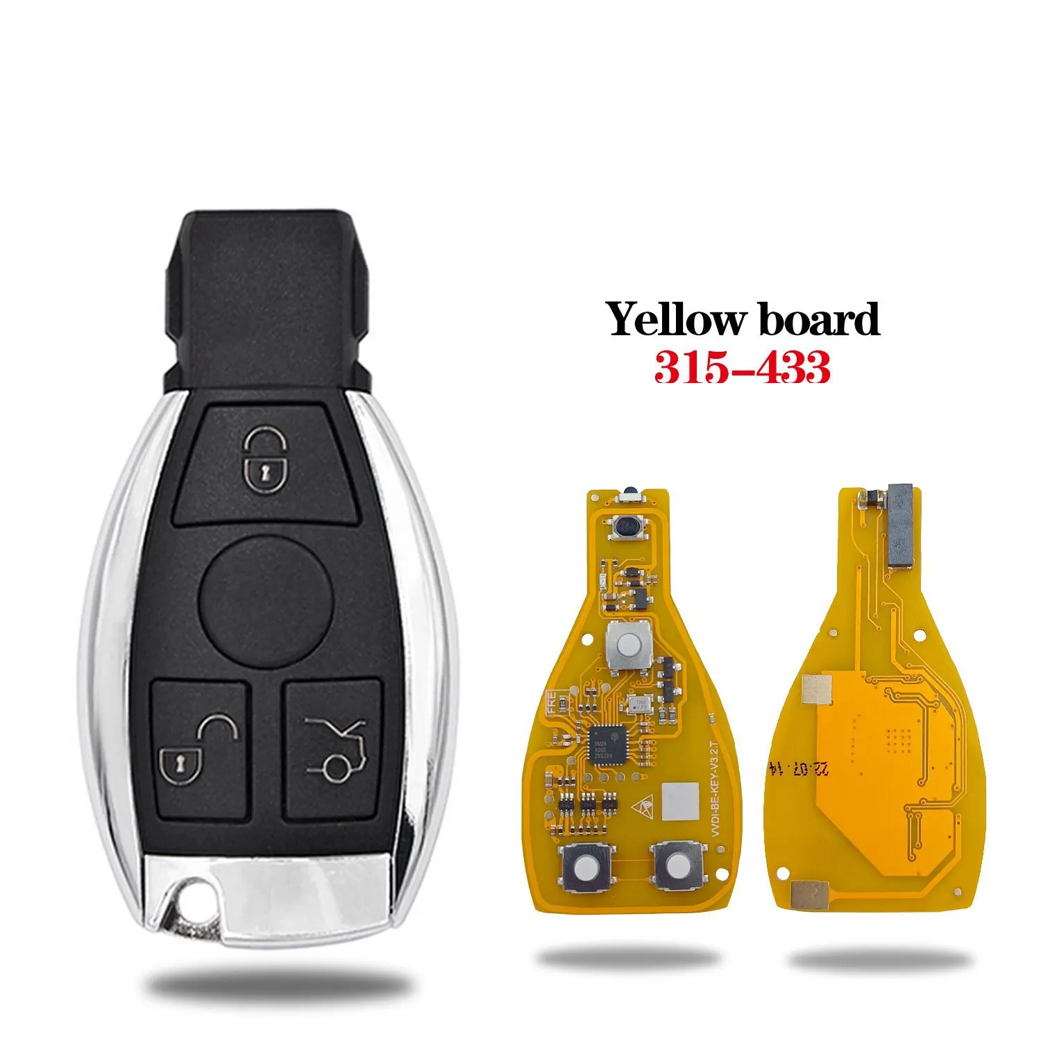 Xhorse VVDI BE Key Pro 3/4 Button Remote Car Key for Mercedes Benz V3.2 PCB Remote Key Chip Improved Version Smart 315MHz/433MHz