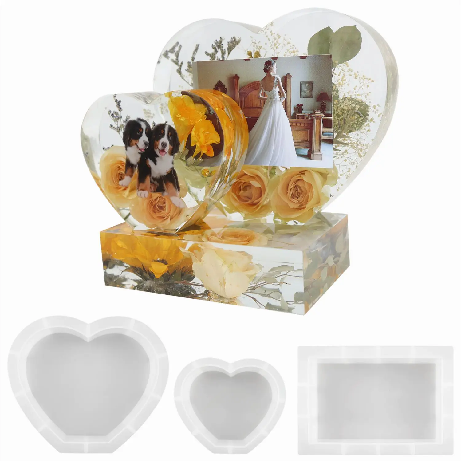 Moldes Manos Kit MIYAHOUSE Moldes De Resina De Corazón Para Llavero, Molde De Silicona De Corazón, Moldes De Resina Epoxi Para Hacer Joyas, Llavero, Colgante, Collar, Decoración Artesanal Moldes Resina