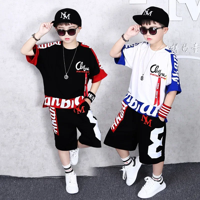 

New Summer Children's Boys Clothing Sets Letter T Shirt+Shorts 2 Pcs Casual Tracksuit For Kids Teenage Boys Sports Suit Clothes