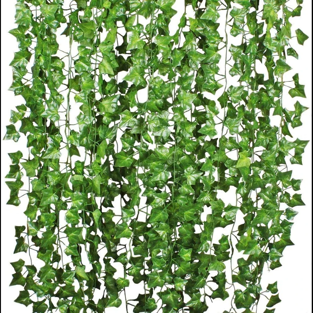 12pcs, 84 Feet Artificial Ivy Leaves Garland for Weddings, Parties, and Home Decor - Realistic Greenery Hanging Plant Vine with