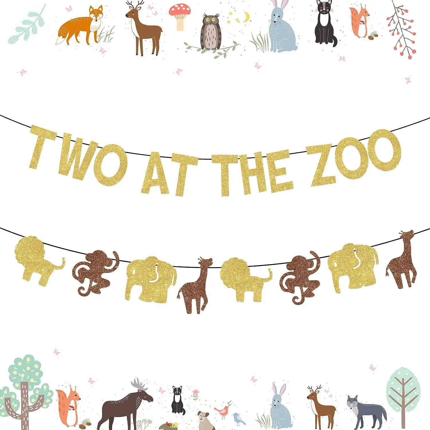 

Wild Jungle Safari 2nd Birthday Banner, Party Decorations, Jungle Animal Theme, 2 at the Zoo