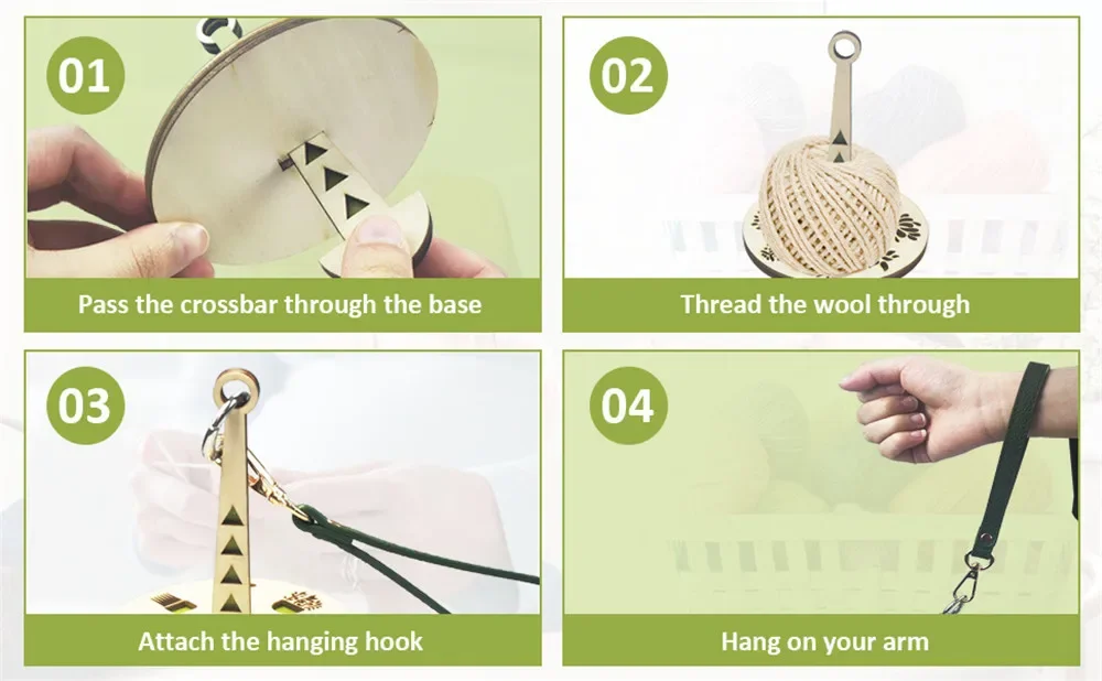 Description Picture 3 of itemYarn Holder Wooden Spinning Knitting Tools DIY Sewing Thread Spool with Wrist Strap Wool Ball Winder Rochet Accessories Stand