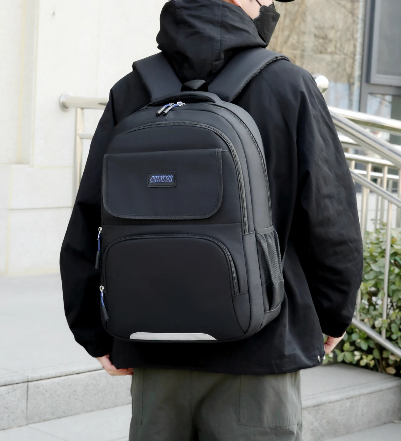New Fashion Men Waterproof Backpack High Quality Large Capacity Handbag Simple Style Multi functional Backapcks For Men 3