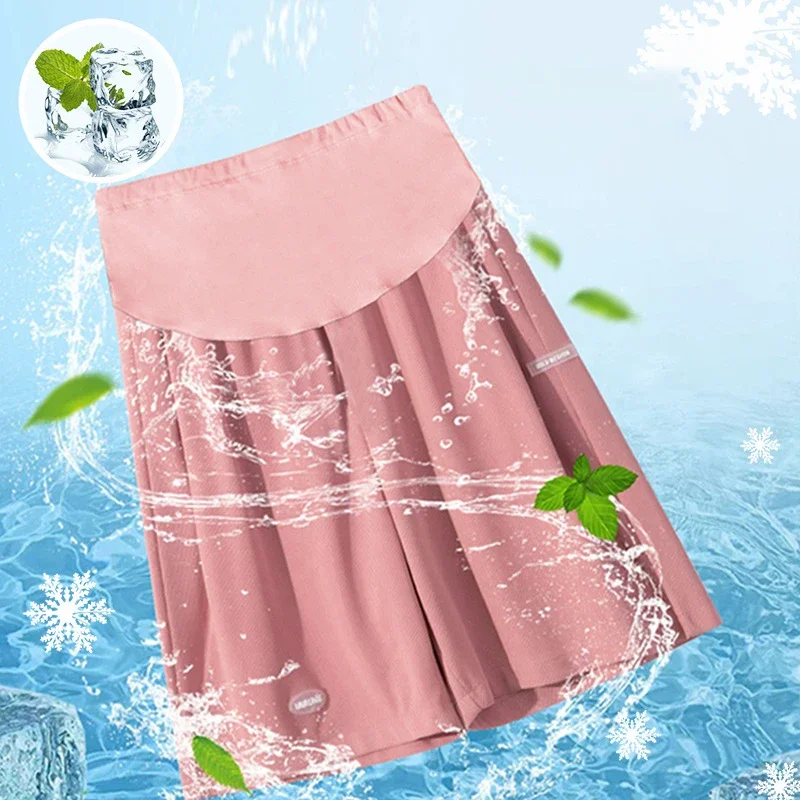 Maternity Summer Plus Size High Waist Pants For Pregnant Women Maternity Wide Leg Loose Shorts Ladies Pregnancy Capris 3