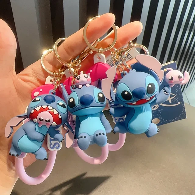 Disney-llavero de Lilo Stitch para niño y niña, accesorios de decoración de  bolso, colgante de coche, regalo, novedad