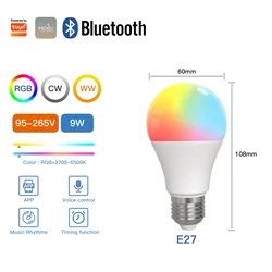 Smart Bluetooth LED Bulb - Dimmable Color - Changing Party Light, Voice - Control Enabled (LED Bulb Need Hub)