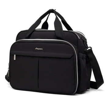 Lequeen Nuova borsa da viaggio per mamma maternità Borsa a tracolla nera Borsa Tote Separazione asciutta e bagnata Borsa per passeggino per pannolini per bambini 1
