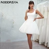 RODDRSYA Lovely Tulle Wedding Dress For Women Sexy Square Collar Backless Robe De Mariée Short Mini Spaghetti Straps Bride Party 4