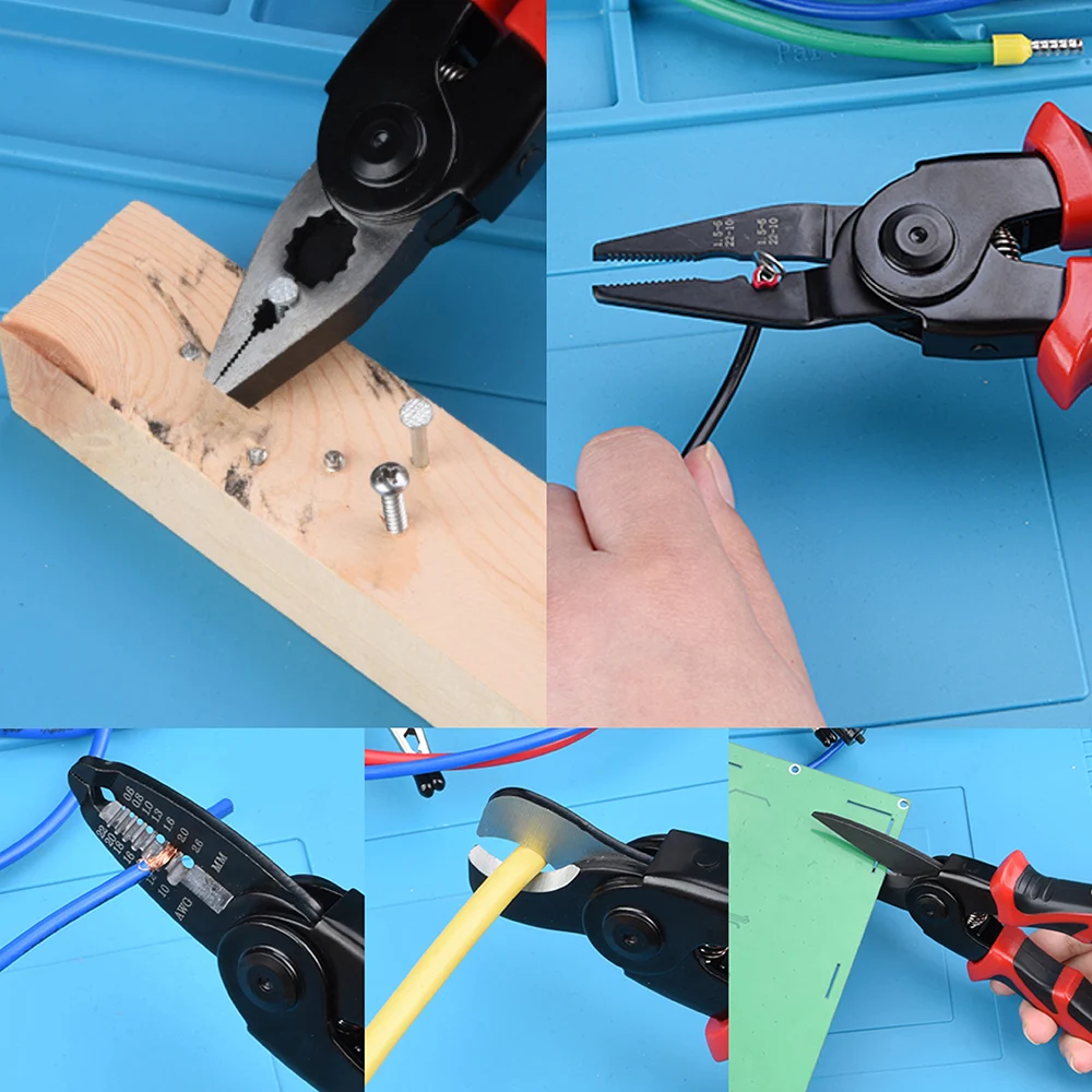 5 IN 1 Multifunctional Pliers Set Quick Change Pliers Head with Wire Pliers Scissors Cable Cutter Wire Stripper Crimping Pliers 5