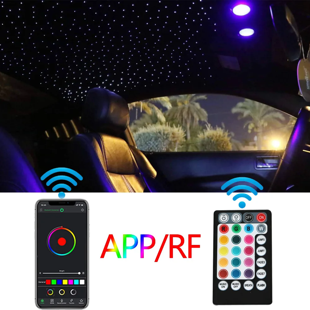 Car use DC12V 6W RGB LED Fiber Optic light engine with Smart Mobile Control Bluetooth APP &Music controller