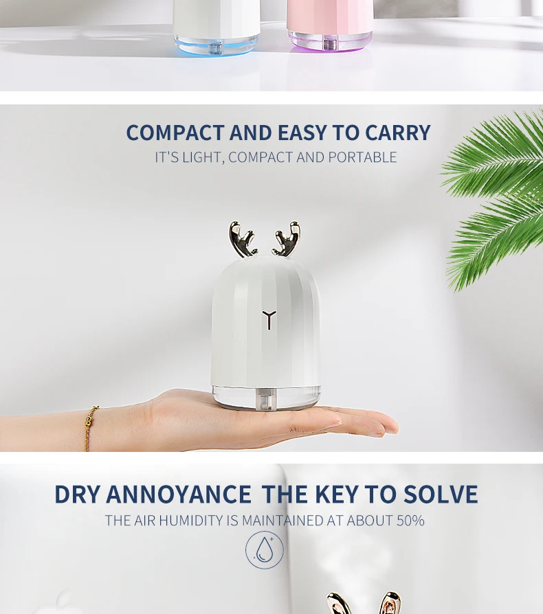 Description Picture 5 of itemUltrasonic Air Humidifier Essential 220ML Oil Diffuser With LED Night Lamp Electric Aromatherapy USB Humidifier