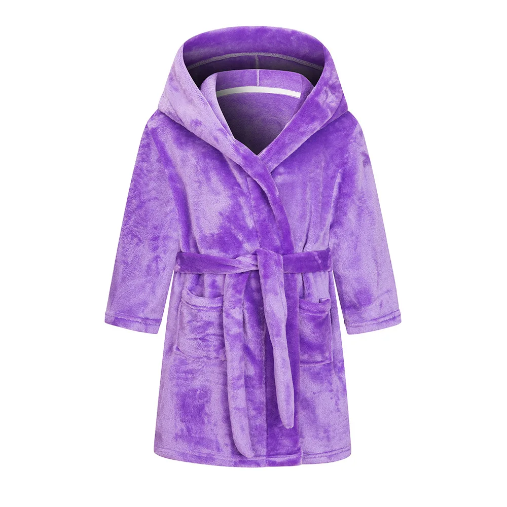 Cartoon Bathrobe For Children Flannel Long Sleeve Hooded Kids Clothes Boys Robe Spring Autumn Winter Baby Bathrobe 2-15 Years