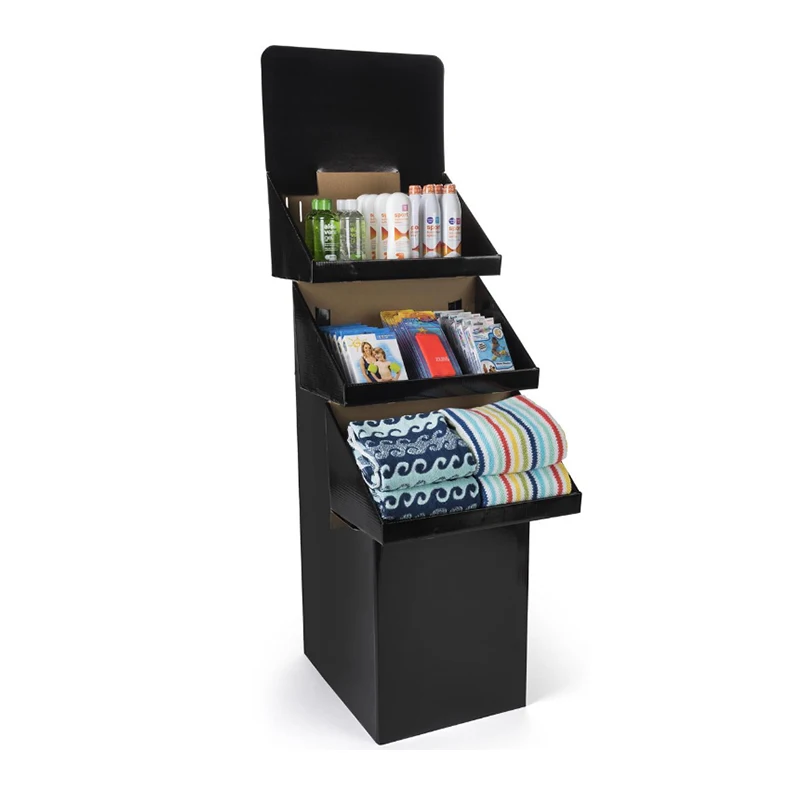 4 Layers Trade Show Stand Foldable Shelves Cardboard Magazine Display
