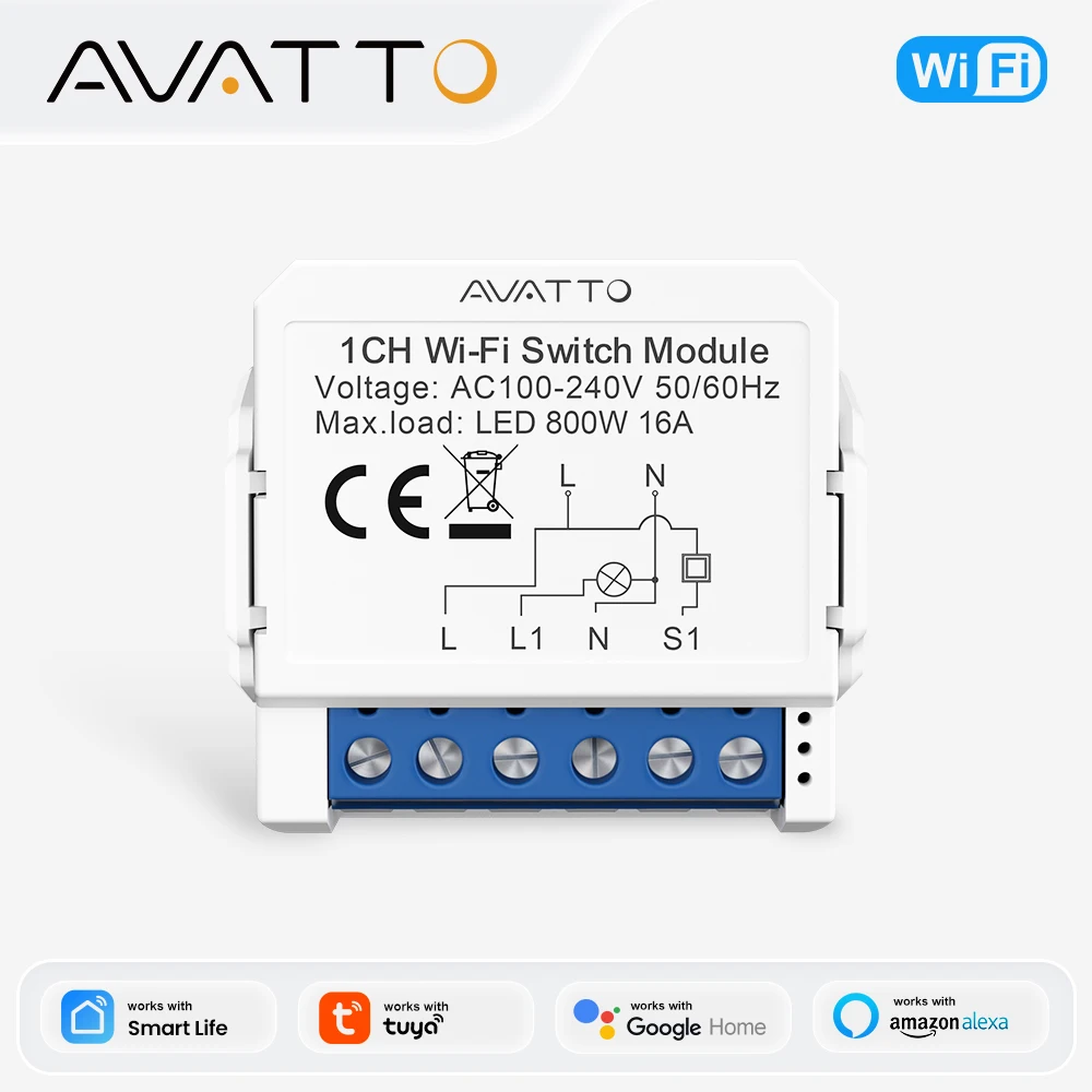 AVATTO WiFi 1/2/3/4-fach Mini Smart Schalter DIY Lichtschalter-Modul 2-Wege-Steuerung Kompatibel mit Smart Tuya Alexa Alice Google Home